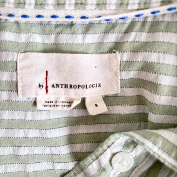 Anthropologie Striped Longline Button Down Tunic Shirt - Picture 8 of 8